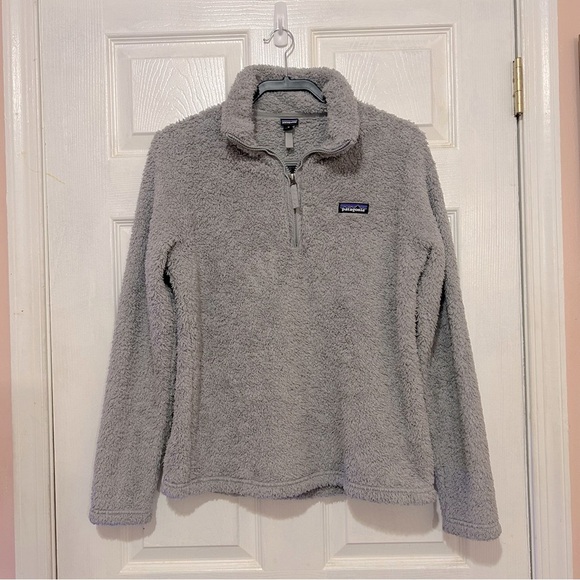 Patagonia Fleece Sherpa Sweater Woman’s Grey Size Large Quarter Zip Fall Winter - Picture 1 of 8